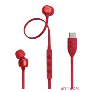 JBL T 310 C RED vezetékes USB C mikrofonos piros fülhallgató