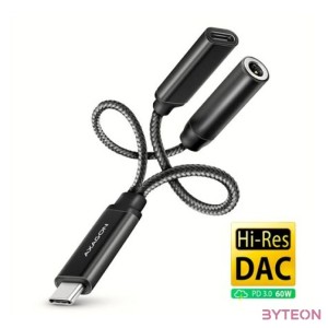 Axagon ADA-HCPD 60W fekete Type-C - Type-C,DAC audio adapter