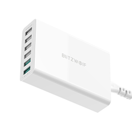 6x USB töltő Blitzwolf BW-S15, QC 3.0, 60W (fehér)