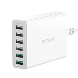 6x USB töltő Blitzwolf BW-S15, QC 3.0, 60W (fehér)