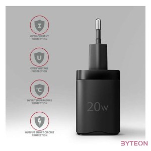 Axagon ACU-PD20 20W PD 3.0 QC Type-C fekete hálózati töltő