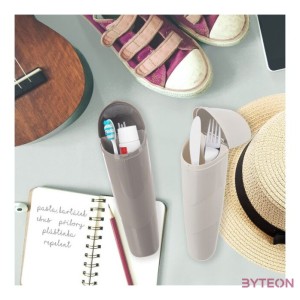 IRIS L-00626 nagy fogkefetartó utazáshoz, fekete, bézs vagy szürke színű