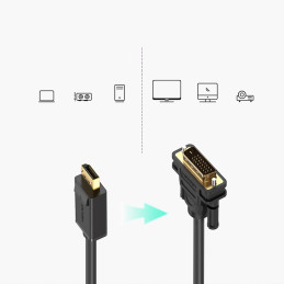 UGREEN DP103 DisplayPort - DVI kábel, FullHD, egyirányú, 2m (fekete)