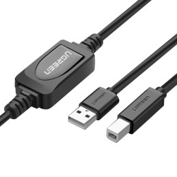 UGREEN US122 aktív USB 2.0 AB nyomtatókábel, 10 m (fekete)