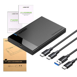 UGREEN US221 2.5 HDD / SSD külső ház, SATA, USB 3.0 + USB-C - USB-C 3.1 (fekete)