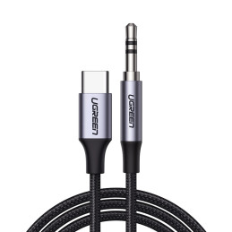 3,5 mm-es mini jack AUX kábel az USB-C UGREEN AV143-hoz, 1 m (szürke)