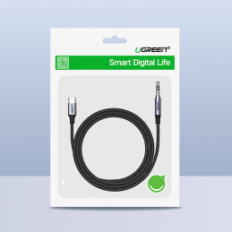 3,5 mm-es mini jack AUX kábel az USB-C UGREEN AV143-hoz, 1 m (szürke)