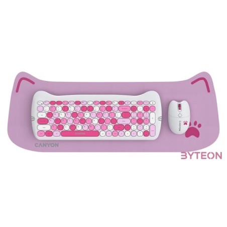 Canyon HSET-W6 HU Kitty Edition rózsaszín vezeték nélküli billentyűzet és egér
