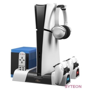 Froggiex FX-P5-C4-W PS5,PS5 Slim multifunkciós ventilátoros állvány  headset tartó