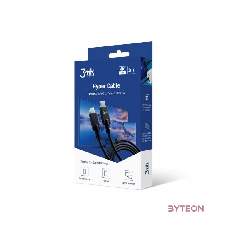 USB 3.0 C-C kábel 1m 3mk Hyper 4K 100W CC1-100-4K-01B