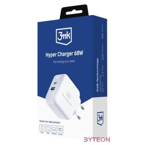 Hálózati töltő 1xUSB  1xUSB-C aljzattal 3mk Hyper Charger 68W GaN-1A1C-68-W