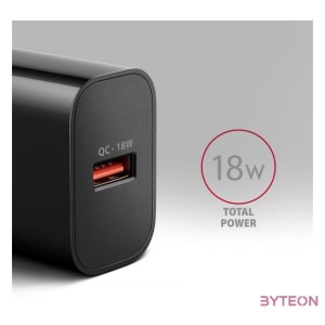 Axagon ACU-QC18 18W QC USB fekete hálózati töltő