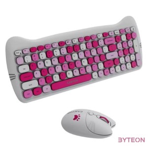 Canyon HSET-W6 HU Kitty Edition rózsaszín vezeték nélküli billentyűzet és egér