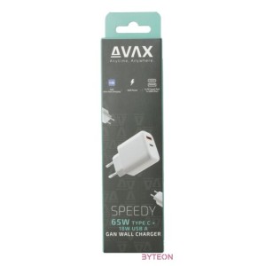 AVAX CH360 SPEEDY 65W GaN USB A (QC)Type C (PD3.0) fehér hálózati töltő