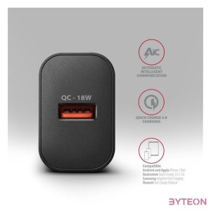 Axagon ACU-QC18 18W QC USB fekete hálózati töltő