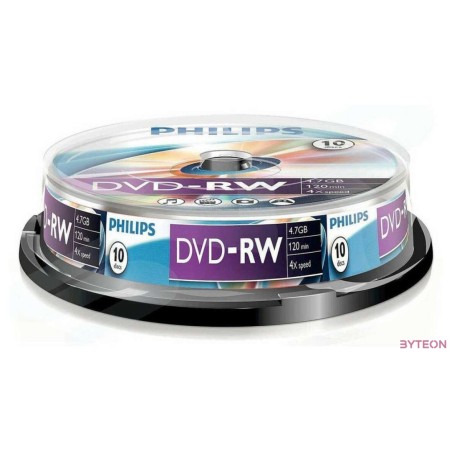 DVD lemez Philips 4,7GB -RW 4x 10lemez,henger PH386290