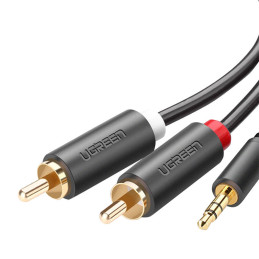 UGREEN AV102 kábel 2x RCA (Cinch) jack 3,5 mm 10 m (fekete)