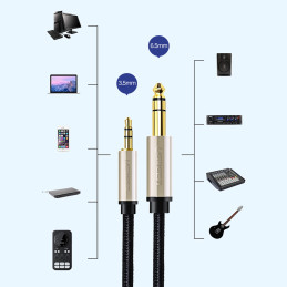 UGREEN AV127 3,5 mm-es jack kábel TRS-hez - 2 m (szürke)