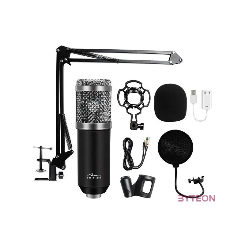 Media-Tech streamer mikrofon ezüst MT397S