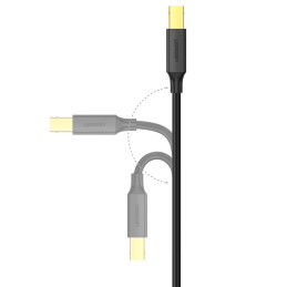 UGREEN US135 USB 2.0 AB nyomtatókábel, aranyozott, 2 m (fekete)