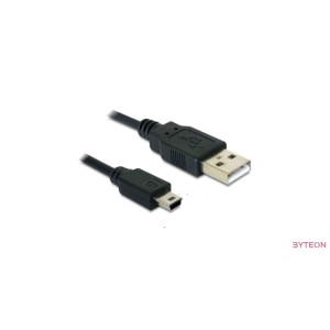 Delock USB-A 2.0 apa  USB-B mini 5 pin apa 0.7m - Fekete
