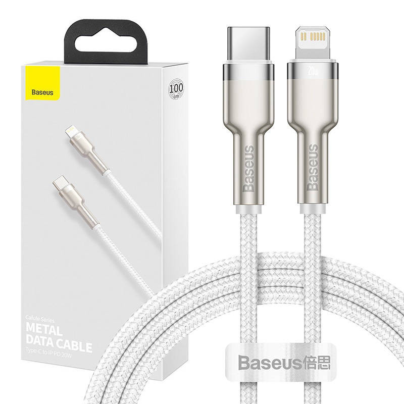 USB-C kábel a Lightning Baseus Cafule-hez, PD, 20 W, 1 m (fehér)