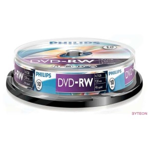 DVD lemez Philips 4,7GB -RW 4x 10lemez,henger PH386290
