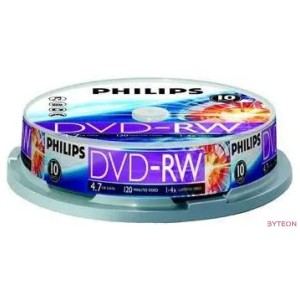 DVD lemez Philips 4,7GB -RW 4x 10lemez,henger PH386290