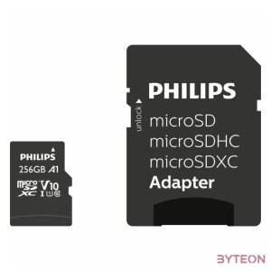 SD Micro 256GB XC Philips 1Adapter UHS-I U1
