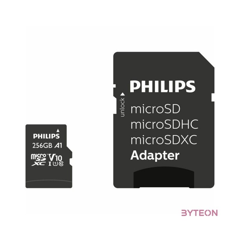 SD Micro 256GB XC Philips 1Adapter UHS-I U1
