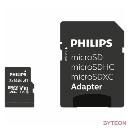 SD Micro 256GB XC Philips 1Adapter UHS-I U1