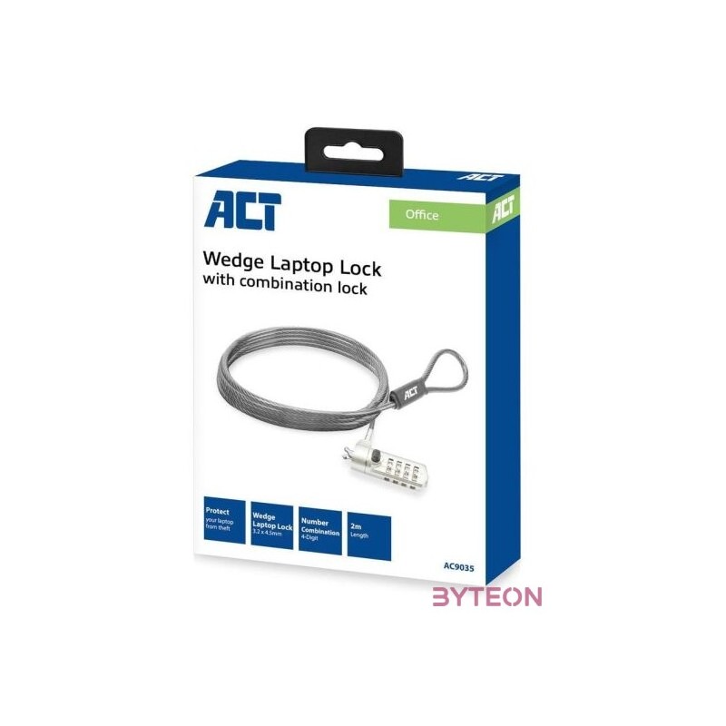 ACT AC9035 Wedge Laptop Lock with combination lock