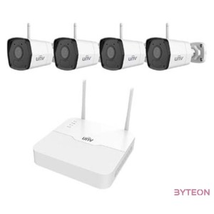 Uniview gyári 2MP-es 4 kamerás WiFi-s csomag (1db NVR és 4db WiFi-s csőkamera 2,8mm fix objektívvel, mikrofonnal)