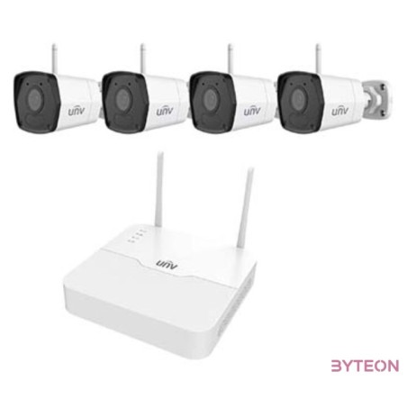 Uniview gyári 2MP-es 4 kamerás WiFi-s csomag (1db NVR és 4db WiFi-s csőkamera 2,8mm fix objektívvel, mikrofonnal)