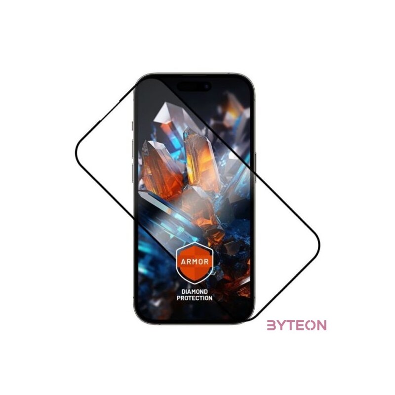 FIXED Rendkívül tartós edzett üveg por elleni aplikátorral Apple iPhone 15 ,iPhone16 készülékhez, fekete