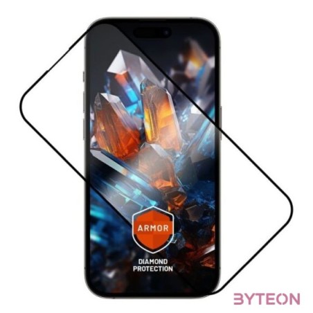 FIXED Rendkívül tartós edzett üveg por elleni aplikátorral Apple iPhone 15 ,iPhone16 készülékhez, fekete