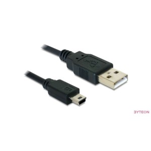 Delock USB-A 2.0 apa  USB-B mini 5 pin apa 0.7m - Fekete