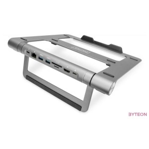 Digitus DA-90440 Variable Notebook Stand with 7-Port Pop-Out USB-C Docking Station Grey