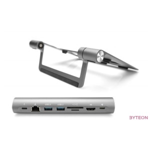 Digitus DA-90440 Variable Notebook Stand with 7-Port Pop-Out USB-C Docking Station Grey