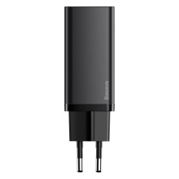 Baseus GaN2 Lite fali töltő, USB + USB-C, 65 W, EU (fekete)