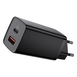 Baseus GaN2 Lite fali töltő, USB + USB-C, 65 W, EU (fekete)