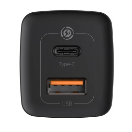 Baseus GaN2 Lite fali töltő, USB + USB-C, 65 W, EU (fekete)