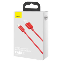 USB-kábel a Lightning Baseus Superior sorozathoz, 2,4 A, 1 m (piros)