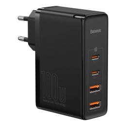 Baseus GaN2 Pro fali töltő, 2x USB + 2x USB-C, 100W, EU (fekete)