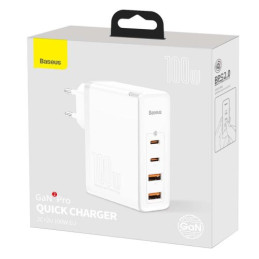 Baseus GaN2 Pro fali töltő, 2x USB + 2x USB-C, 100W, EU (fehér)