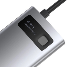 Baseus Metal Gleam Series 4 az 1-ben hub, USB-C - USB 3.0 + USB 2.0 + HDMI + USB-C PD