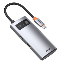 Baseus Metal Gleam Series 4 az 1-ben hub, USB-C - USB 3.0 + USB 2.0 + HDMI + USB-C PD