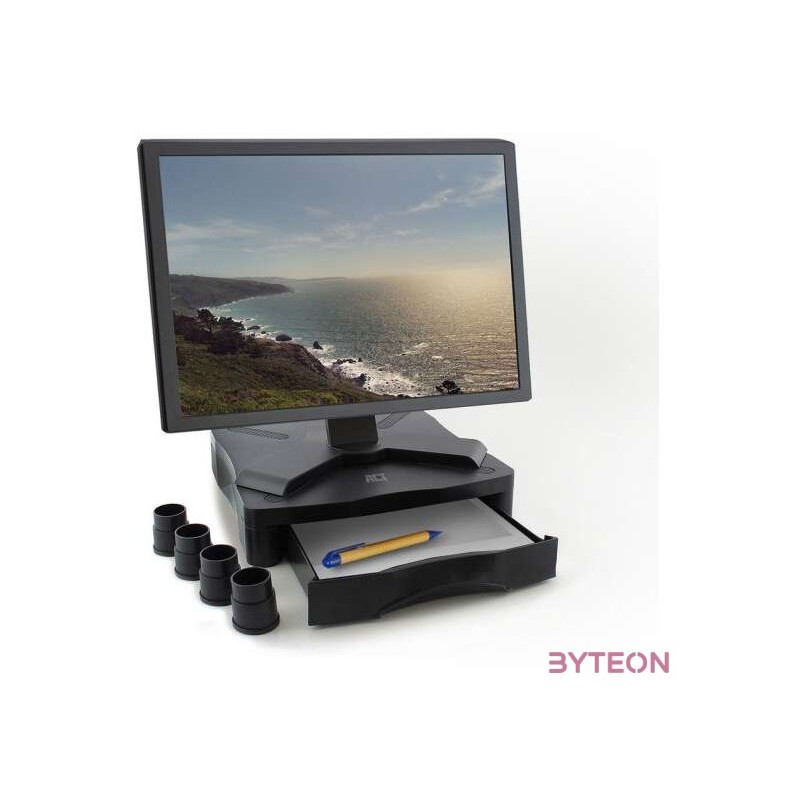 ACT AC8200 Monitor Stand with One Drawer 10-17 Black