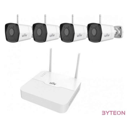 Uniview gyári 2MP-es 4 kamerás WiFi-s csomag (1db NVR és 4db WiFi-s csőkamera 4mm fix objektívvel, mikrofonnal)