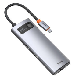 Baseus Metal Gleam Series 6 az 1-ben hub, USB-C - 3x USB 3.0 + HDMI + USB-C PD + Ethernet RJ45